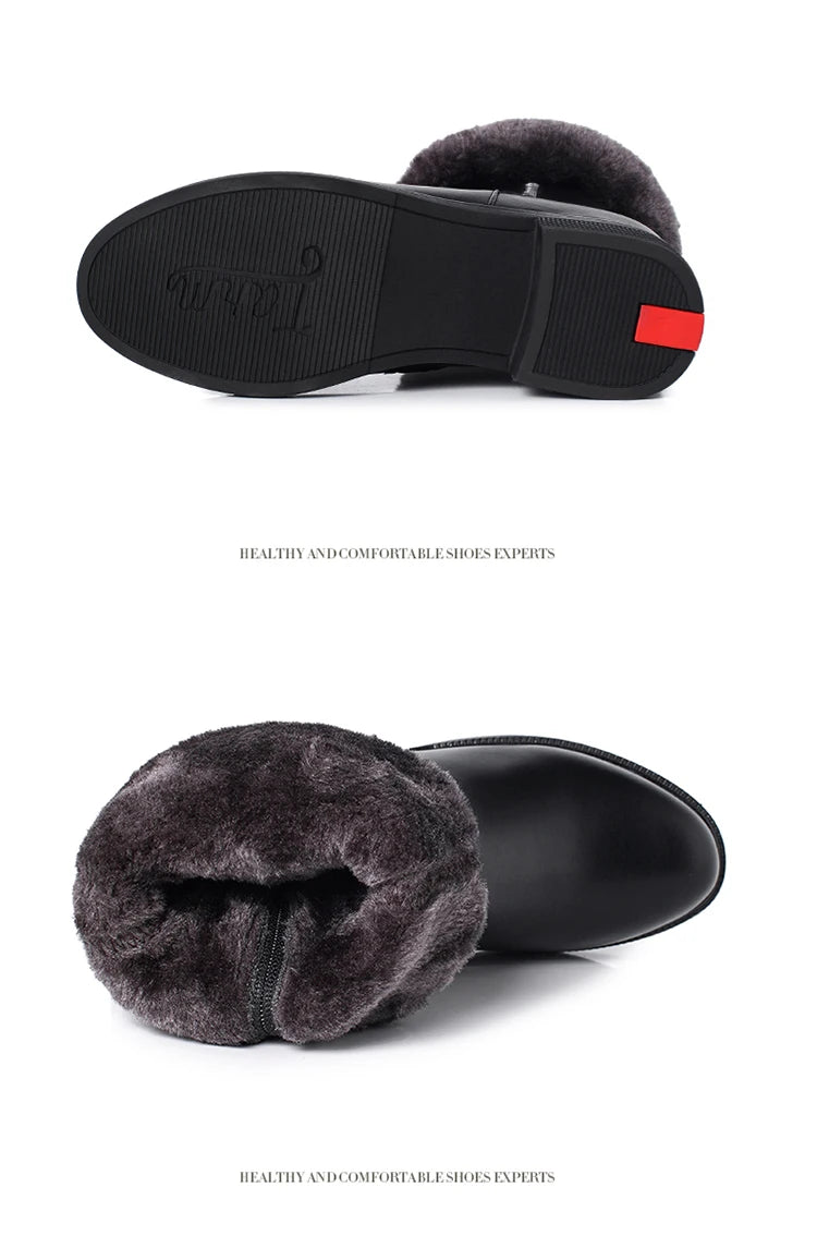 AIYUQI  Women Winter Boots 2025 New Genuine Leather Long Boots Women Big Size 41 42 43 Wool Warm Zipper Riding Boots Women