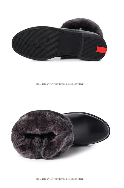 AIYUQI  Women Winter Boots 2025 New Genuine Leather Long Boots Women Big Size 41 42 43 Wool Warm Zipper Riding Boots Women