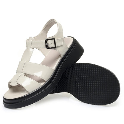 AIYUQI Frauen Sandalen Sommer 2025, Neue Echtes Leder Keil Frauen Sandalen Offene spitze Römischen Sandalen Frauen