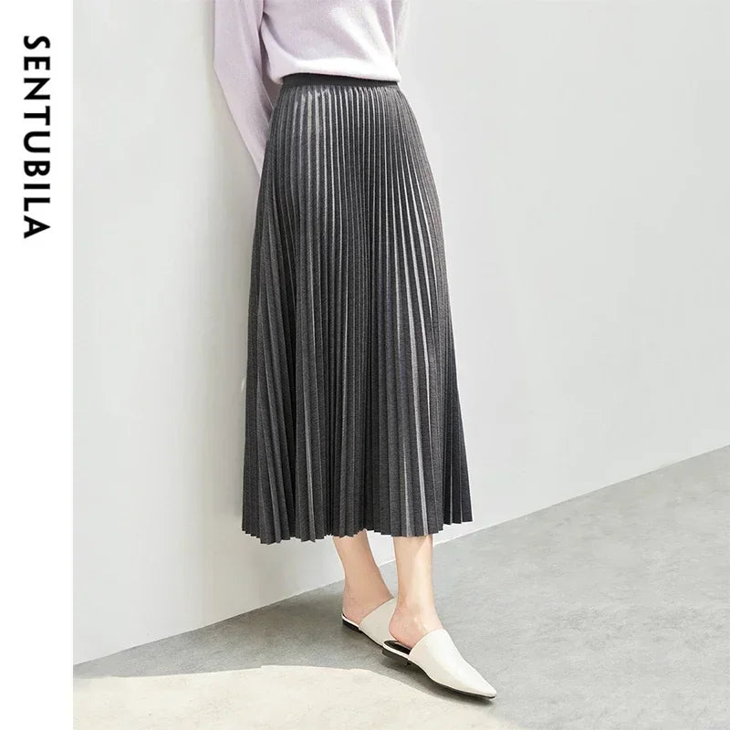 Damen Faltenrock im eleganten A-Linien Schnitt mit hoher Taille für Winter