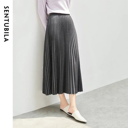 Damen Faltenrock im eleganten A-Linien Schnitt mit hoher Taille für Winter