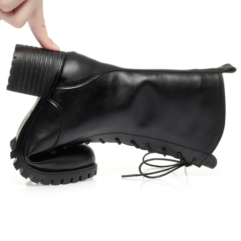 AIYUQI 2025 new women's snow boots non-slip work boots women large size winter warm motorcycle boots girls ankle boots