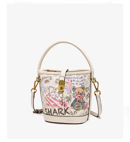 Lady Handbag Aus PU Leather Crossbody Bag Office Prints