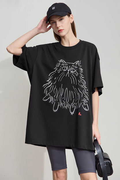 Damen T-Shirt mit Druck im lässigen Rundhals-Stil für das Büro