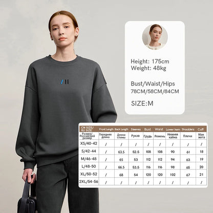 Damen-Rundhals-Sweatshirt Stickerei Kunstfell warm locker Winter