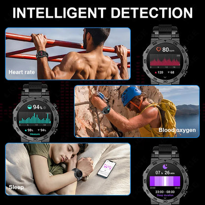 LIGE 2025 Neue Taschenlampe Smartwatch Wasserdicht 100 + Sport Herzfrequenz Blut Sauerstoff BT Anruf Outdoor Smart Uhr Für Android iOS