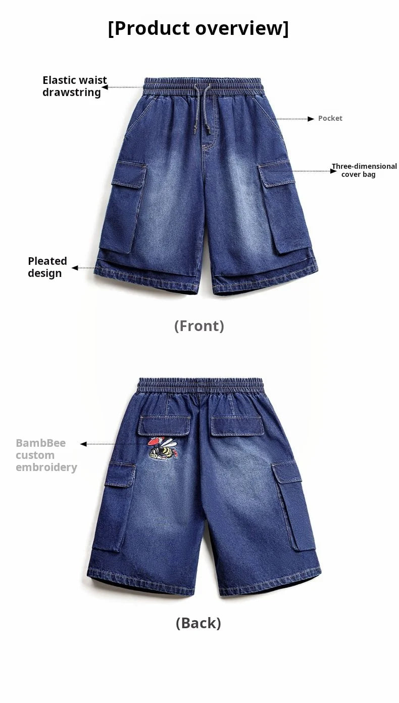 Herren Denim Shorts im Vintage-Stil mit losser Passform und elastischer Taille