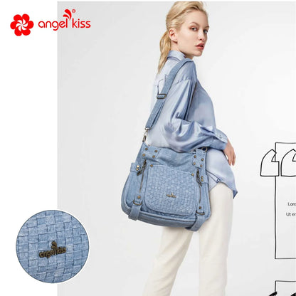 Damen-Schultertasche Denim Großes Fassungsvermögen Ideal für Alltag und Reisen unterwegs