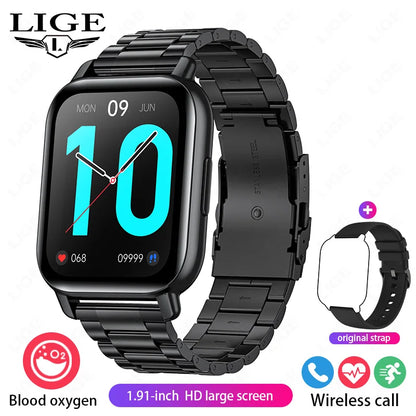 LIGE 2024 Neue Mode Smartwatch Männer 1,91 "HD Bildschirm Bluetooth Anruf Herzfrequenz Blutdruck Schlaf Überwachung Smart Uhr frauen