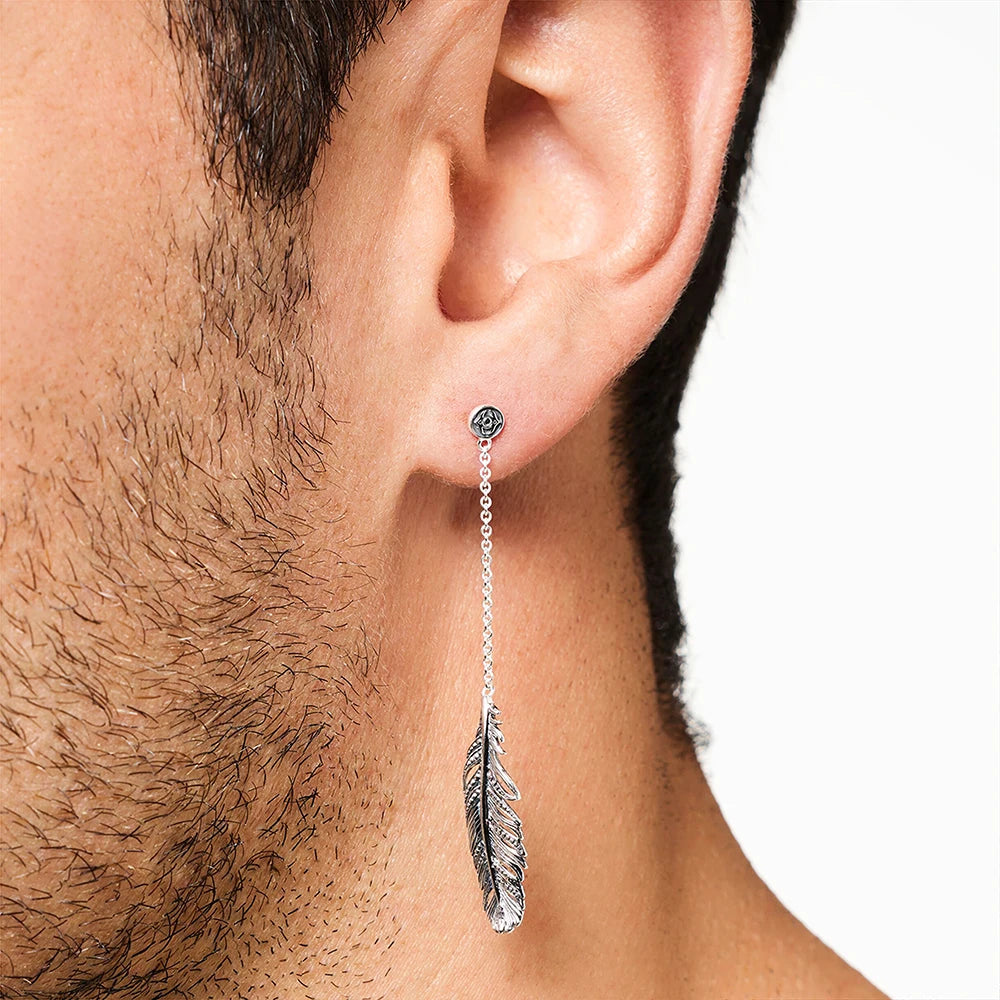 Damen-Ohrtropfen Federn lang Böhmen Sommer aus Sterlingsilber