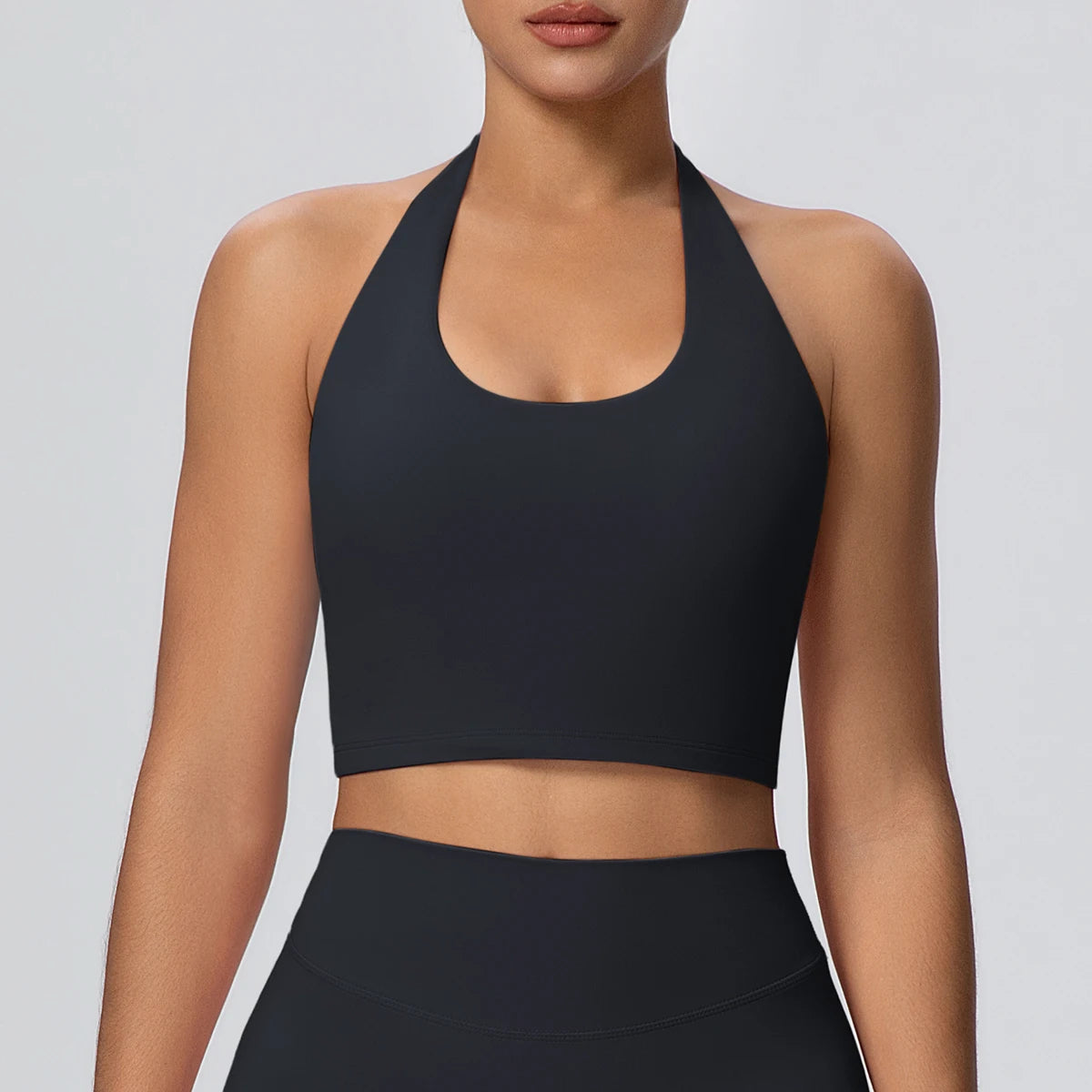 Schwarzes Yoga-Top mit U-Ausschnitt und Racerback