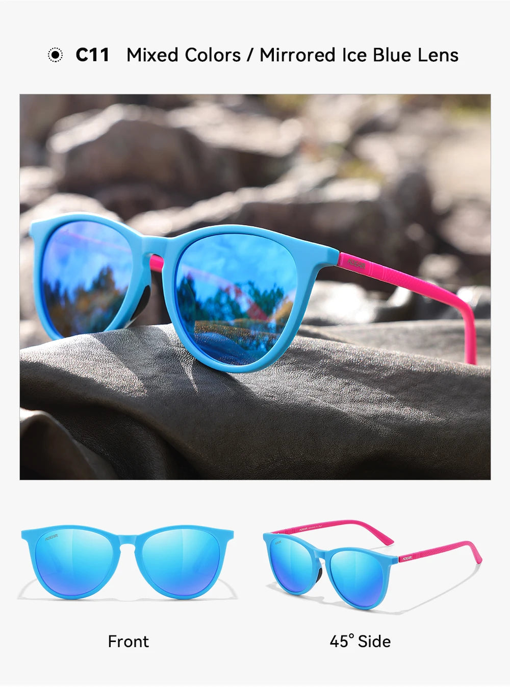 Damen-Sonnenbrille oval Retro polarisiert rutschfest Nasenpads Vintage