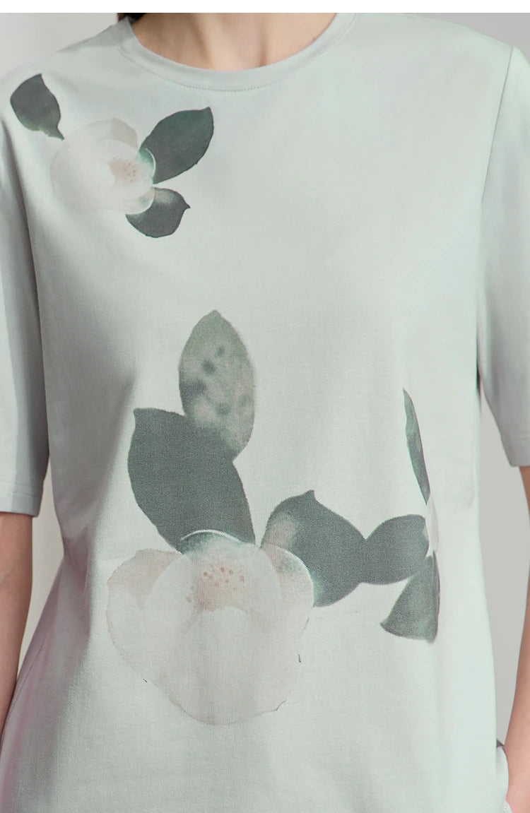 Damen T-Shirt im lässigen Stil mit floralem Print und Rundhalsausschnitt