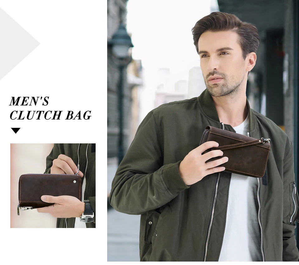 Herren Echtleder Clutch Vintage Business Geldbörse Kartenhalter Reise Büro Geschenk