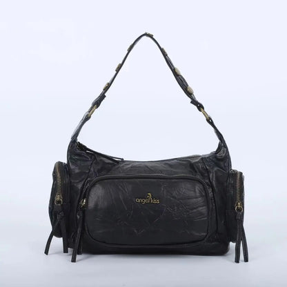 Damen-Handtasche aus Denim mit Top-Handle Stil und großzügigem Innenfach mit Reißverschluss