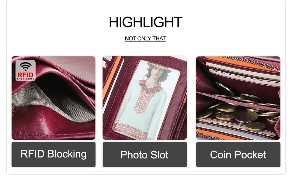 Damen Echtleder Geldbörse Vintage Mode Handtasche Münzfach Geldclip Business