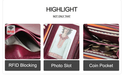Damen Echtleder Geldbörse Vintage Mode Handtasche Münzfach Geldclip Business