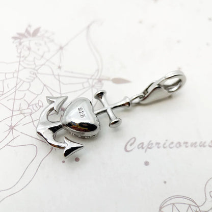 Damen-Charm-Anhänger Faith Hope Love Kreuz Herz Anker aus Sterlingsilber