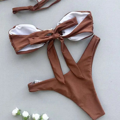 Gestreiftes, sexy Bikini-Set mit Push-up-Effekt – ideal für Strand und Pool