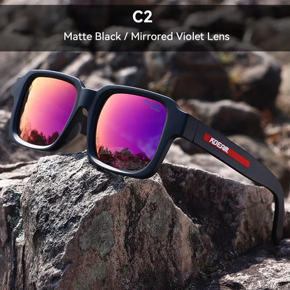 Sonnenbrille quadratisch polarisiert Vintage Bergsteigen Reißverschlussetui Herren