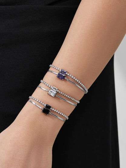 Damen-Armband Baguette-Zirkonia Doppelschicht
