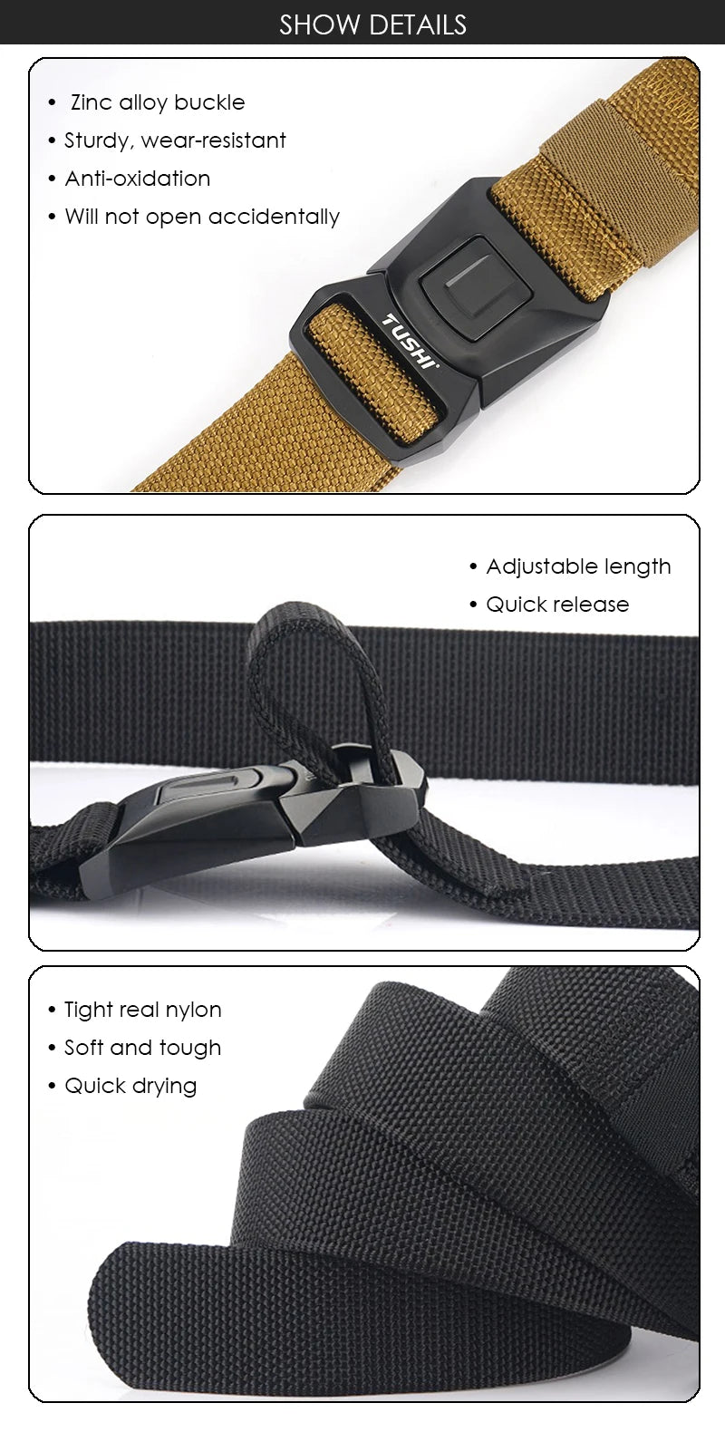 VATLY Hunting Tactical Gürtel Herren Nylon Schnellverschluss MOLLE Breit