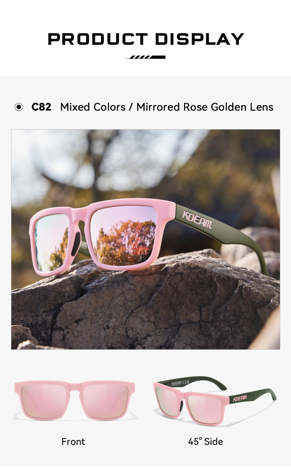 Sonnenbrille polarisiert TR90 Reißverschlussetui Unisex frische Farben