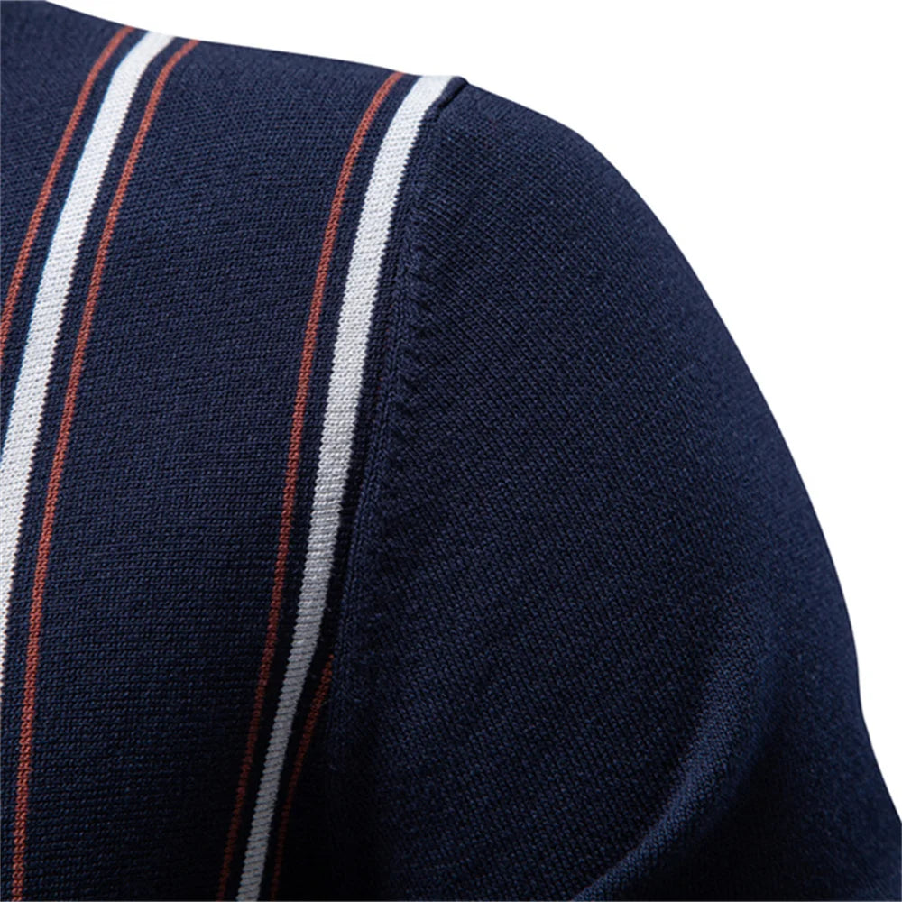 Herren Poloshirt Gestreift Old Money Elegant Atmungsaktiv