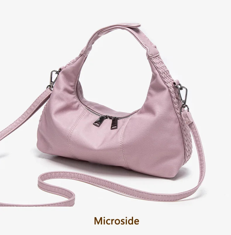 Damen-Hobo-Tasche Aus Weichem Kunstleder Mit Abnehmbarem Schulterriemen Schwarz Alltagstauglich