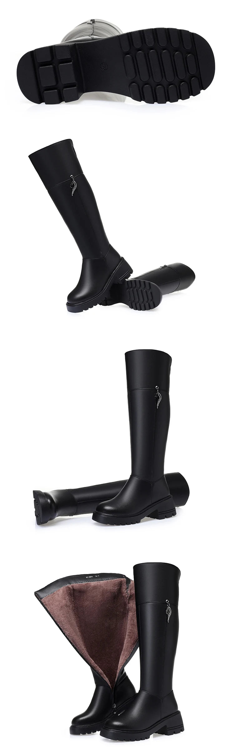 AIYUQI Women's Over The Knee Boots 2025 New Genuine Leather Winter Boots Women Wool Heel Platform Women's Boots