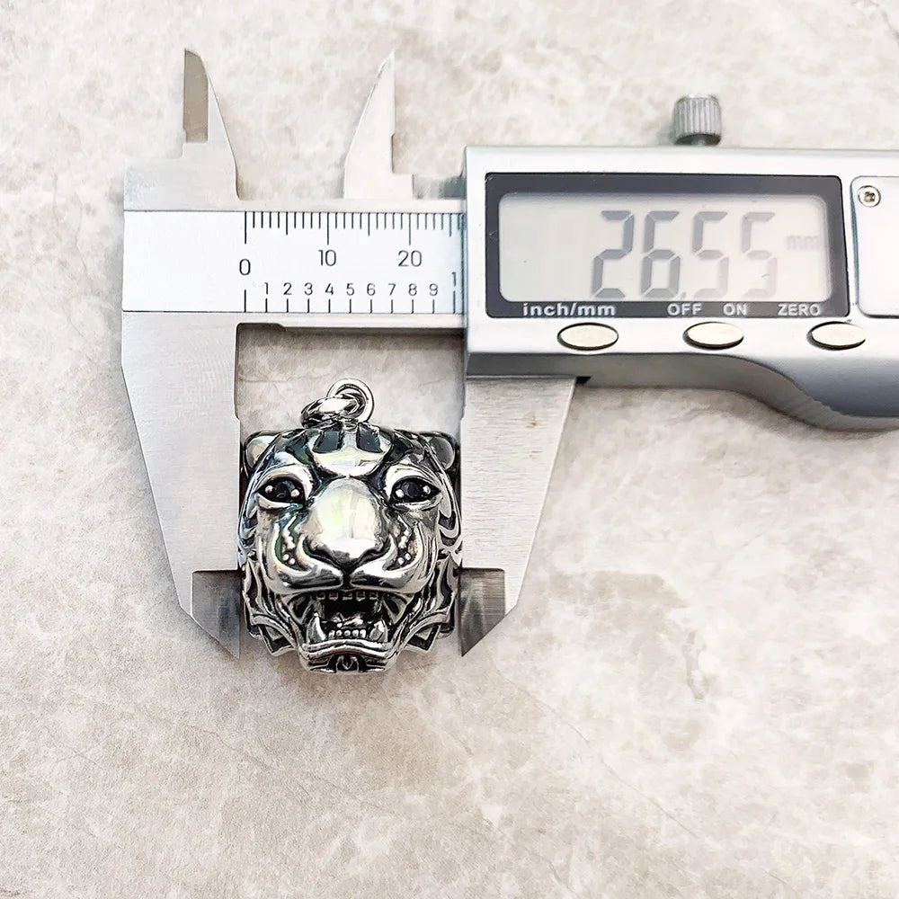 Tiger-Anhänger aus 925er Sterlingsilber mit Kopfmotiv, gemessen