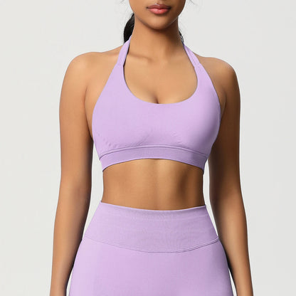 Nahtloser Sport-BH in Lila mit breitem Unterbrustbund und Racerback