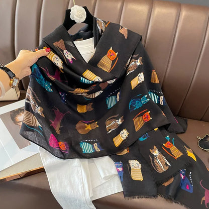 Damen Baumwollschal Tierprint Hijab weich Foulard Pashmina Bandana Kopftuch