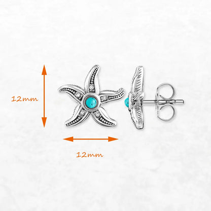 Damen-Ohrstecker Seestern blau trendig aus Sterlingsilber