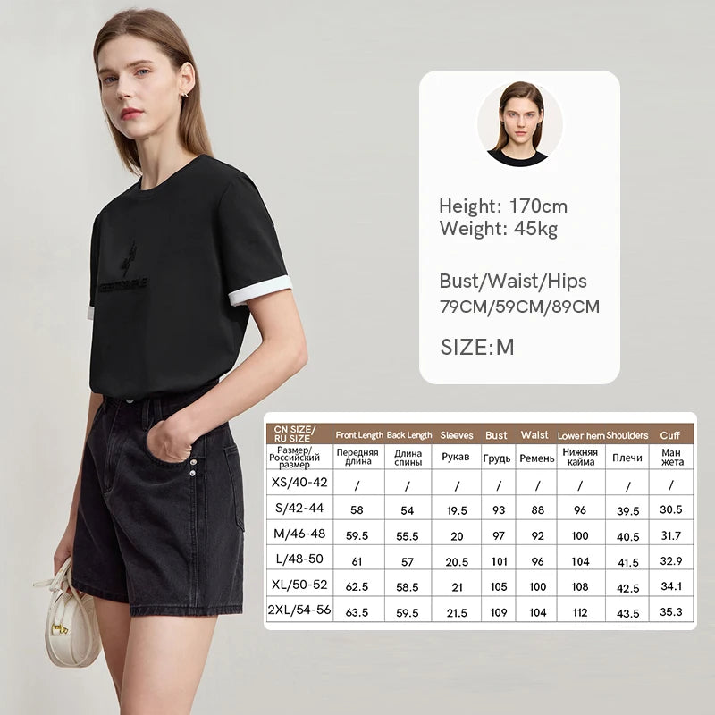 Damen Freizeit-T-Shirt mit Rundhalsausschnitt und Farbblockierung für den Sommer