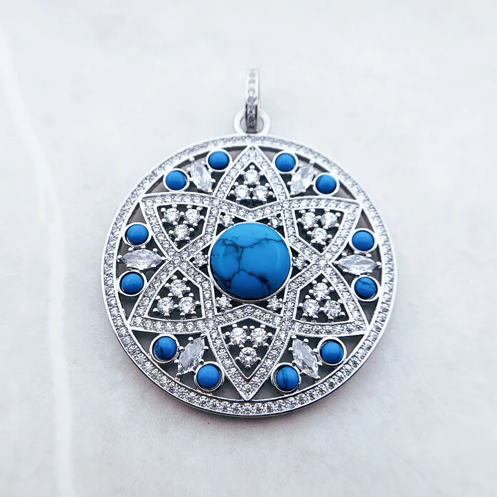 Damen-Charm-Anhänger blaues Ornament Glamour Seele aus Sterlingsilber