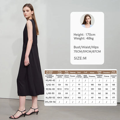Leichtes Damen Sommer Kleid Lang Ärmellos Schlichte Eleganz