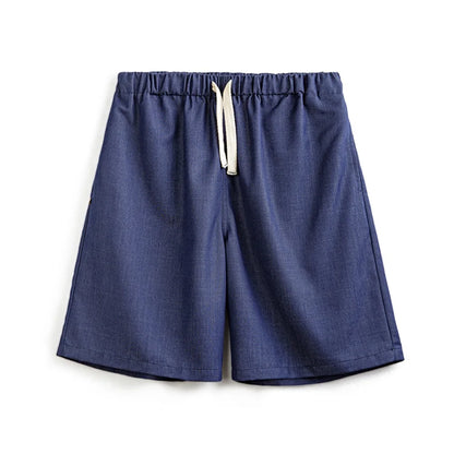 Herren Shorts im Retro-Stil aus gewaschenem Denim mit elastischem Bund und Kordelzug