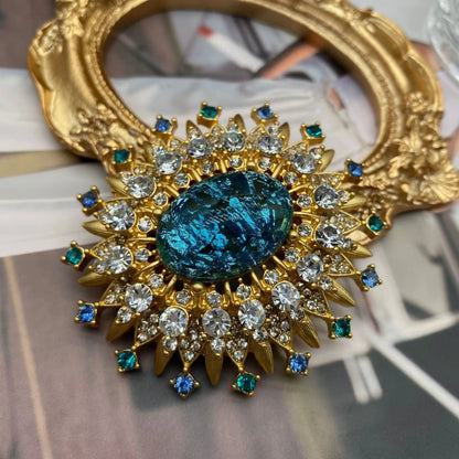 Brosche Strass Kristall Barock Ellipse Retro Palast Glänzend Damen