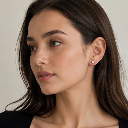 Damen-Ohrstecker Pavé weißer Zirkonia geometrisch aus Sterlingsilber
