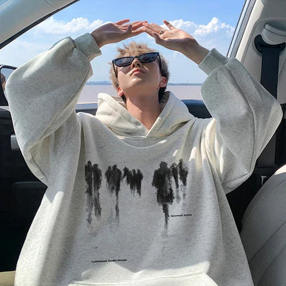Herren Hoodie mit Hip Hop Grafik im Goth Design und Taschen
