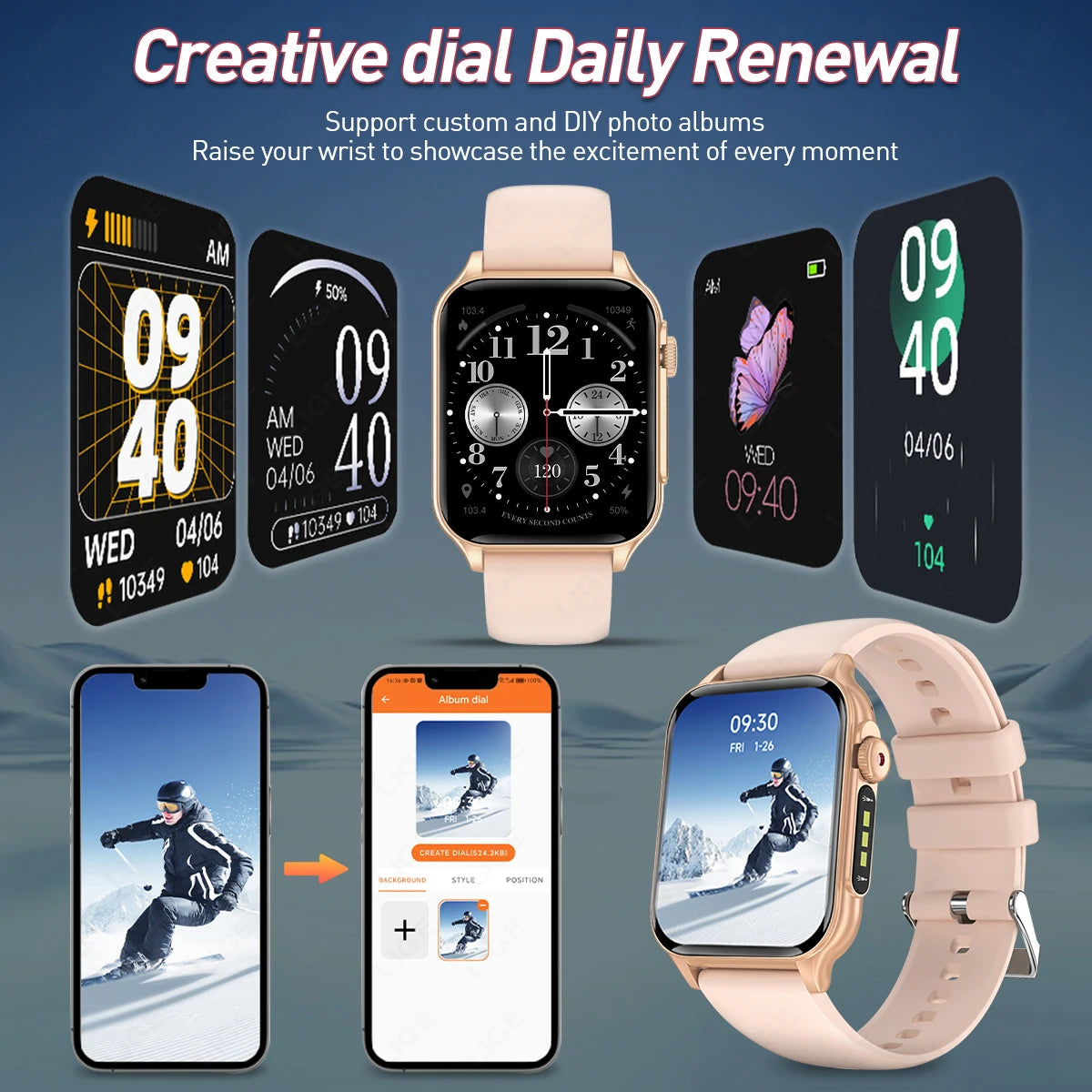 LIGE Neue Smart Watch 1,96 Zoll HD Display Antwort Anruf Nachricht Vorschau DIY Zifferblatt Gesundheitsüberwachung Sport Smartwatch Männer Frauen 2025