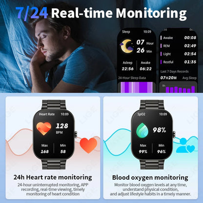 LIGE 2,01 "Bluetooth Anruf Smart Uhr Männer Frauen Full Touch Screen Herzfrequenz Sport Fitness Schrittzähler Smartwatch Für Android iOS