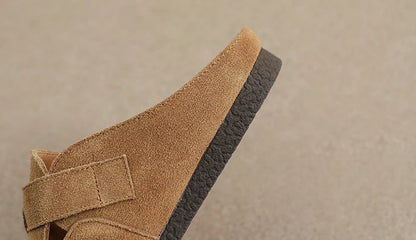 AIYUQI Hausschuhe Frauen Echt Leder 2025, Neue Große Größe 41 42 43 Frauen Sommer Schuhe Retro Oberbekleidung Flache Faule halbe Hausschuhe Frauen