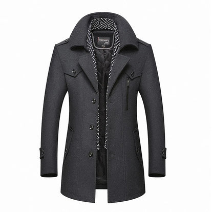 Langer Mantel aus Wollmix für Herren – Unifarben & warm