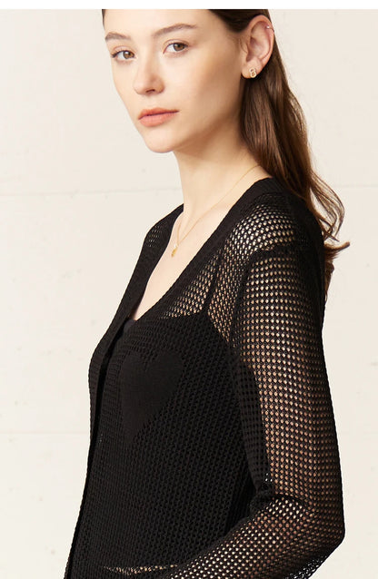 Damen-Strickjacke V-Ausschnitt Viskose locker elegant Frühling