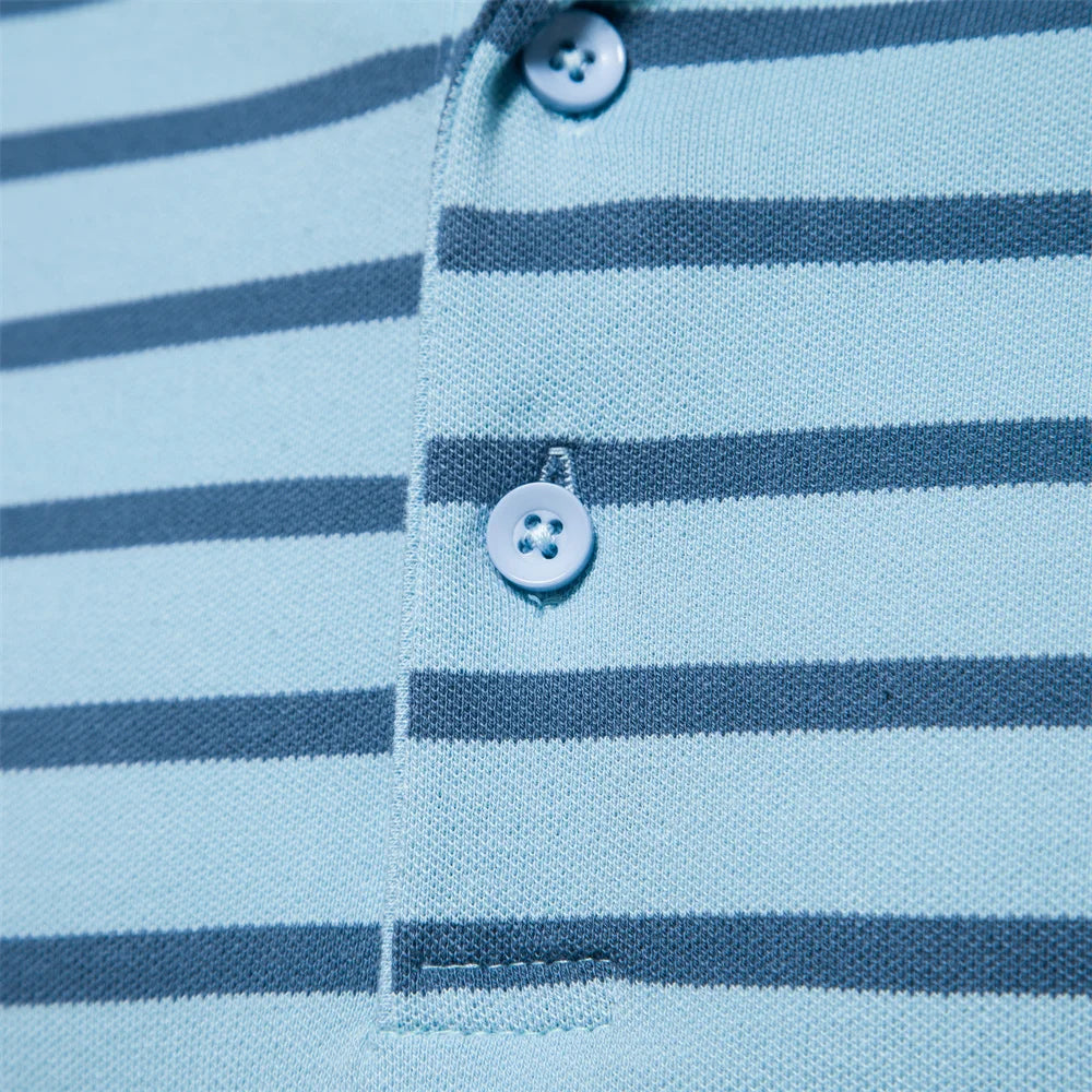 Premium Herren Polo Shirt Gestreift Luftiger Tragekomfort