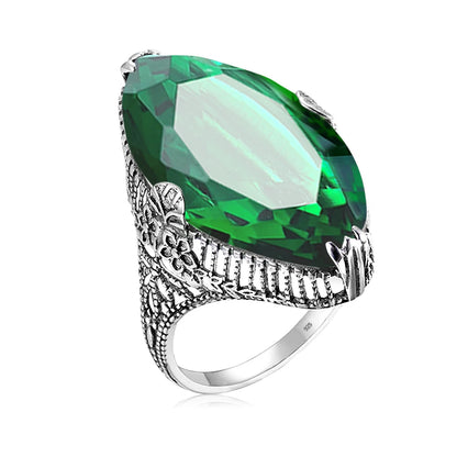 Damen-Ring aus 925 Sterling Silber mit Peridot im Marquise-Schliff, August-Geburtsstein