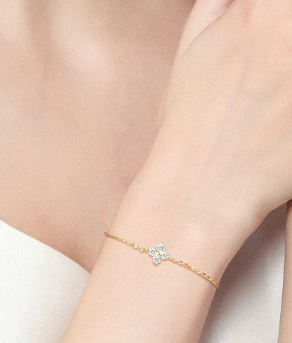 Damen-Armband Kleeblatt mit Moissanit in Gold