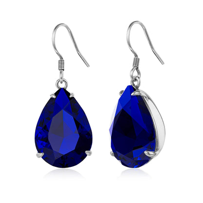 Damen-Ohrringe Tropfenform Aquamarin Blau Silber 925 Hochwertiger Luxus Schmuck Für Sie Geschenkidee